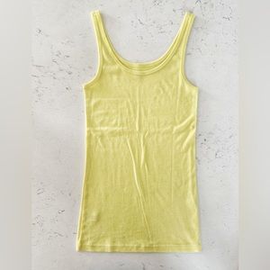 Ann Taylor LOFT Essential Cotton Layering Tank Top Pastel Yellow Size Small